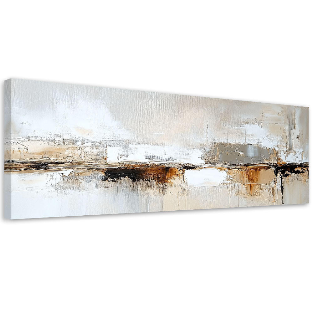 LEINWANDBILD Abstrakte graue, goldbraune Lofts 90x30cm - Beige, Textil (90/30cm) - Feeby