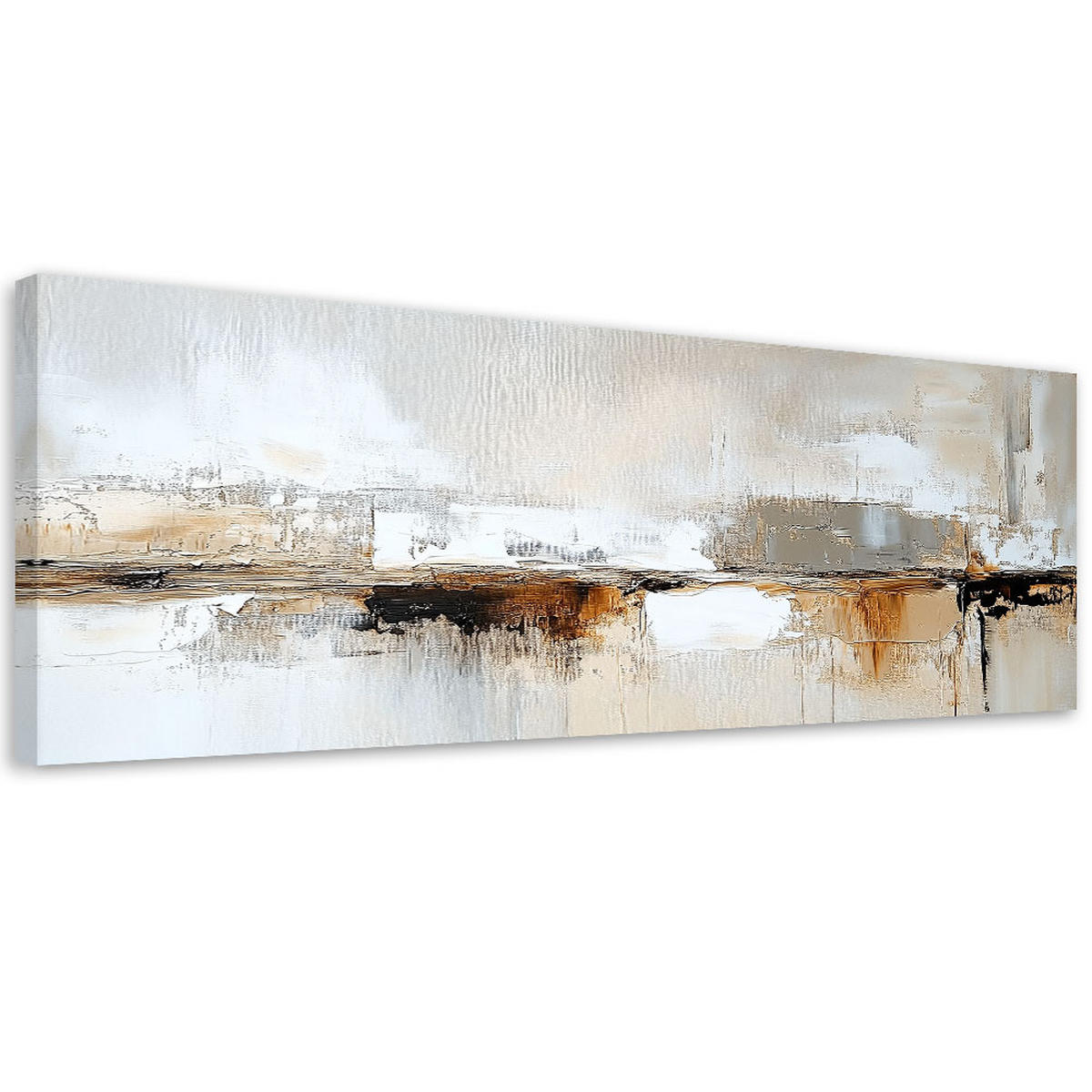 LEINWANDBILD Abstrakte graue, goldbraune Lofts 120x40cm - Beige, Textil (120/40cm) - Feeby