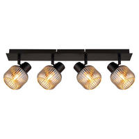 LED DECKENLEUCHTE Metall Rauchglas Schwarz - Schwarz, Glas (69.5/9.8/13.7cm) - Nowa