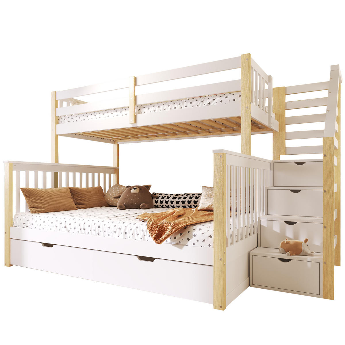 ETAGENBETT 90/140x200 cm Schubladen weiß - Weiß, Holz (140/200cm) - LEBENLANG