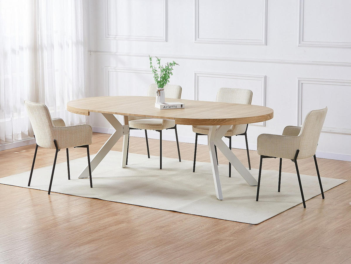 AUSZIEHBARER Tisch - 4 , 8 -Sitzer - MDF - naturfarben hell, weiß - KOMONI - Naturfarben, Holz (120/220/76cm) - Vente-Unique