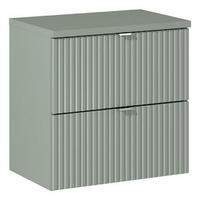 WASCHTISCHUNTERSCHRANK 60 cm 2 Teile - Line Reed Green L BM98 in Schilfgrün/ Evoke Eiche - Grün, Holz (60/57/40cm)