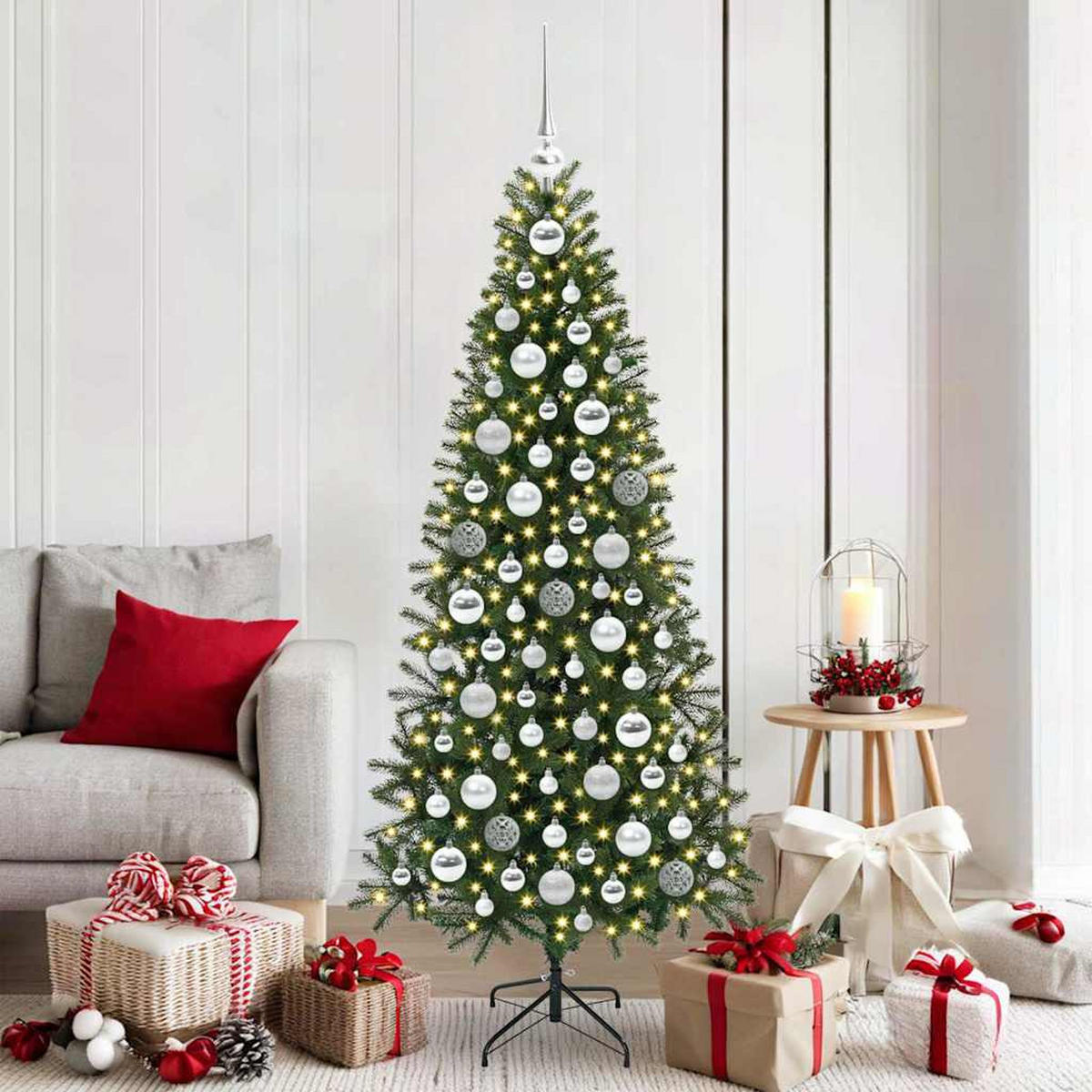 WEIHNACHTSKUGELSET 120 -teilig Silber Kunststoff - Silberfarben, Kunststoff (6/27/6cm) - vidaXL