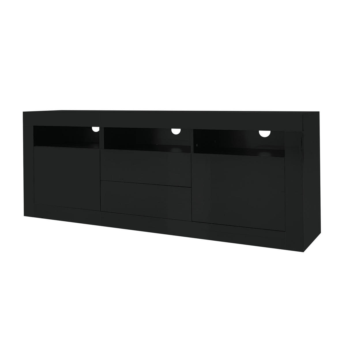 TV-SCHRANK in Schwarz mit Hochglanz-Front und LED 160/35/60 cm - Schwarz, Holzwerkstoff (160/60/35cm) - Redom