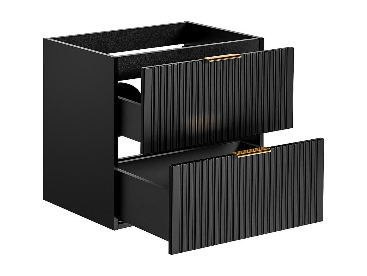 WASCHBECKENUNTERSCHRANK hängend - Streifenoptik - Schwarz - 60 cm - ZEVARA - Schwarz, Holz (60/57/46cm) - Vente-Unique