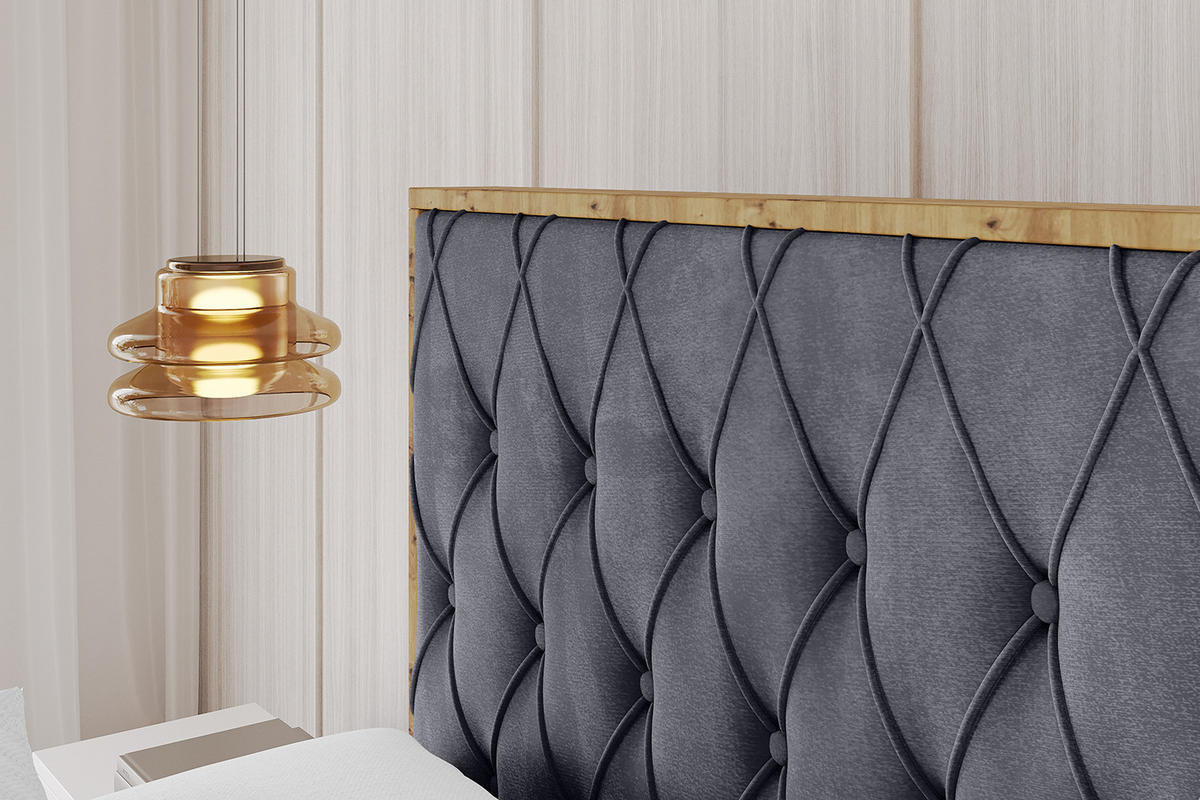 POLSTERBETT mit Bettkasten, Fußteil und Lattenrost, Boxbett ohne Matratze - ENZO5-Z 180x200 Dunkelgrau - Dunkelgrau, Holzwerkstoff/Textil (180/200cm) - ALTDECOR