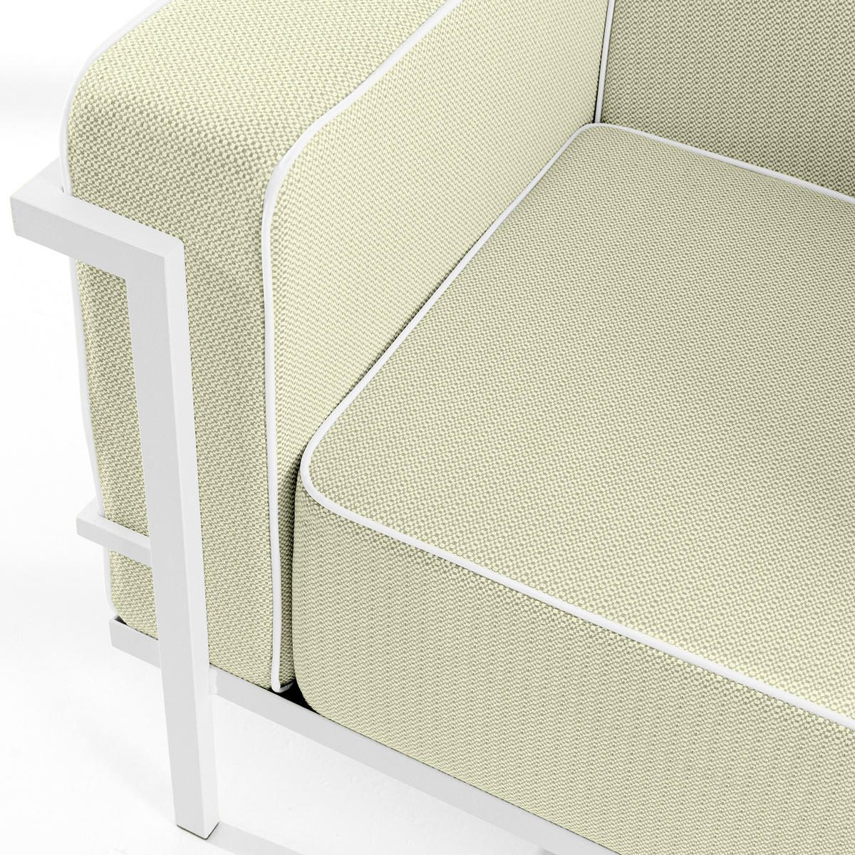 GARTENSESSEL TRIGLO Stahlgestell, Modern, Weiß - Weiß/Hellgrün, Textil/Metall (99/70/69cm) - KONSIMO®