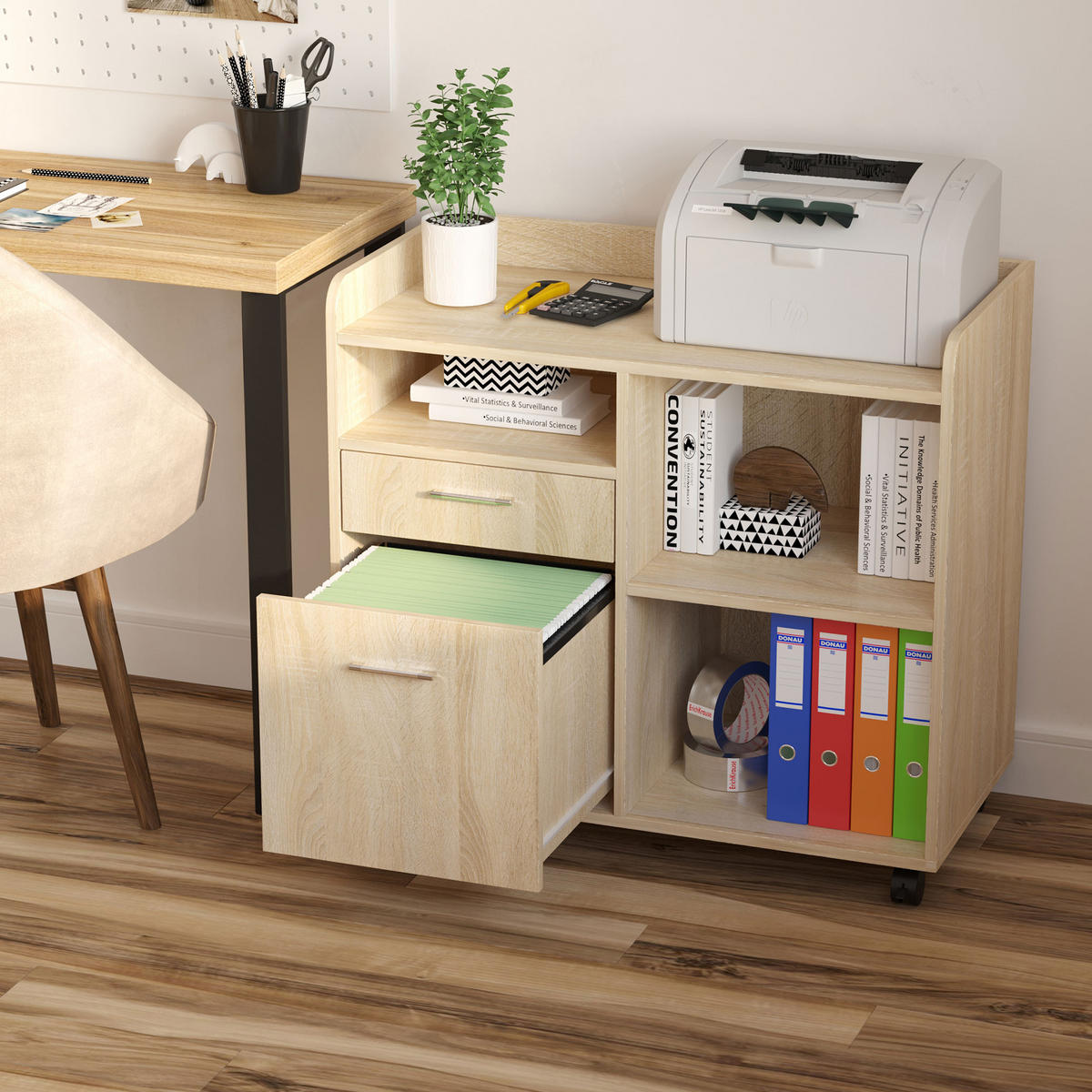 ROLLCONTAINER DE-14405 Eiche hell - Eichefarben, Holzwerkstoff (40/72/80cm) - ComfortXL