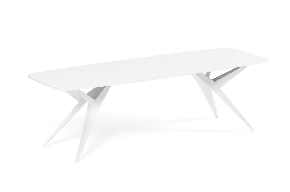 ESSTISCH AXIS - Weiß, Holzwerkstoff/Metall (90/180/76cm) - Meblini