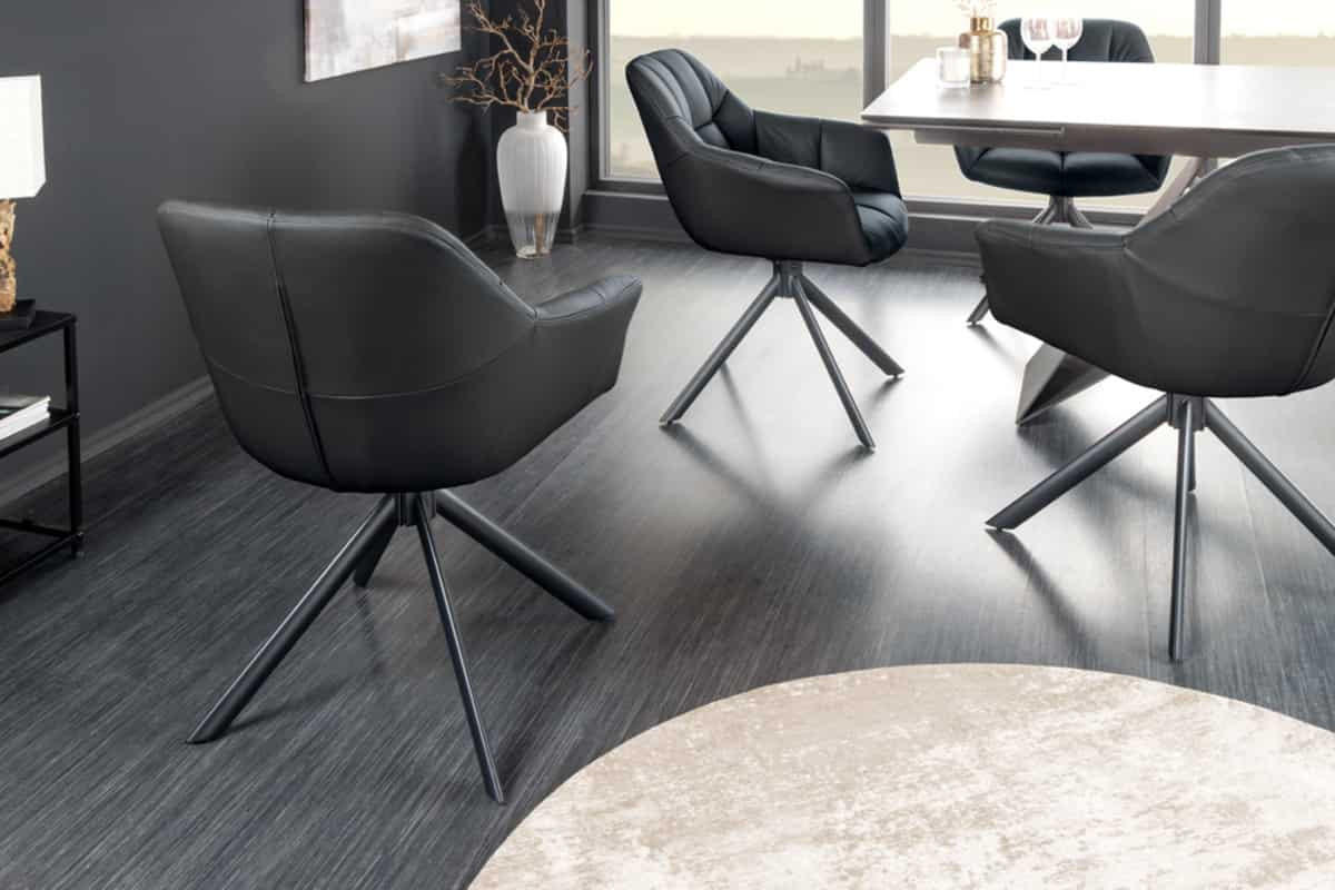 STUHL PAPILLON Echtleder Schwarz 85 cm - Schwarz/Braun, Leder/Metall (65/83/66cm) - riess-ambiente