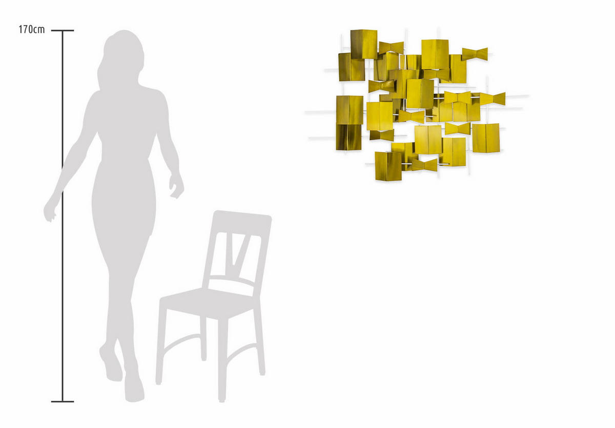 WANDDEKO Gold 95/67 cm - Goldfarben, Metall (5.01/67/9cm) - KUNSTLOFT