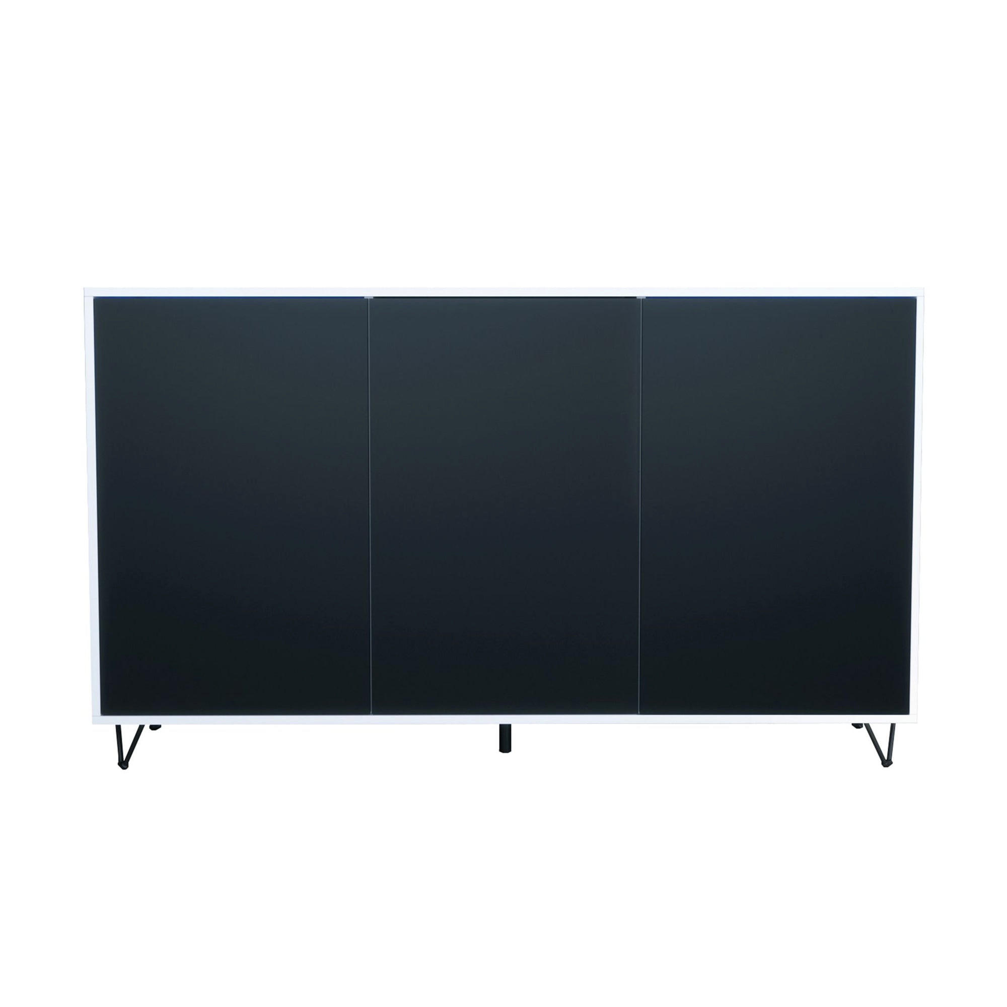 SIDEBOARD Elisa, Kommode mit Push-to-Open, Made in Germany, Moderner Schrank, Weiß matt/Schwarz matt (152,5 x 90,5 x 37 cm) - Schwarz, Holzwerkstoff (152.5/90.5/37cm) - InnoFurn