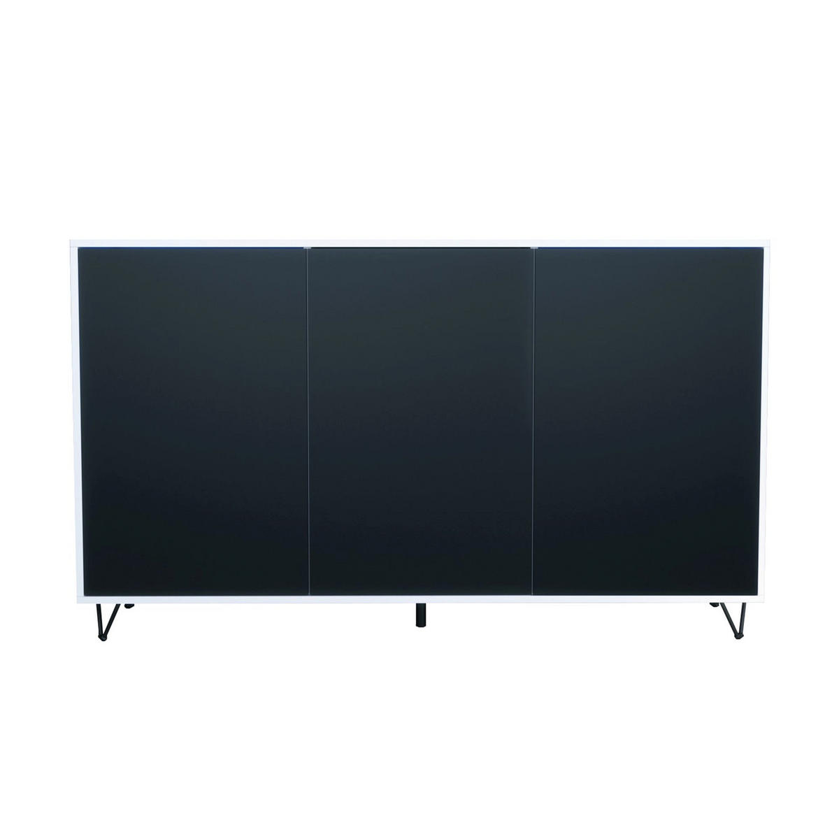 SIDEBOARD Elisa, Kommode mit Push-to-Open, Made in Germany, Moderner Schrank, Weiß matt/Schwarz matt (152,5 x 90,5 x 37 cm) - Schwarz, Holzwerkstoff (152.5/90.5/37cm) - InnoFurn