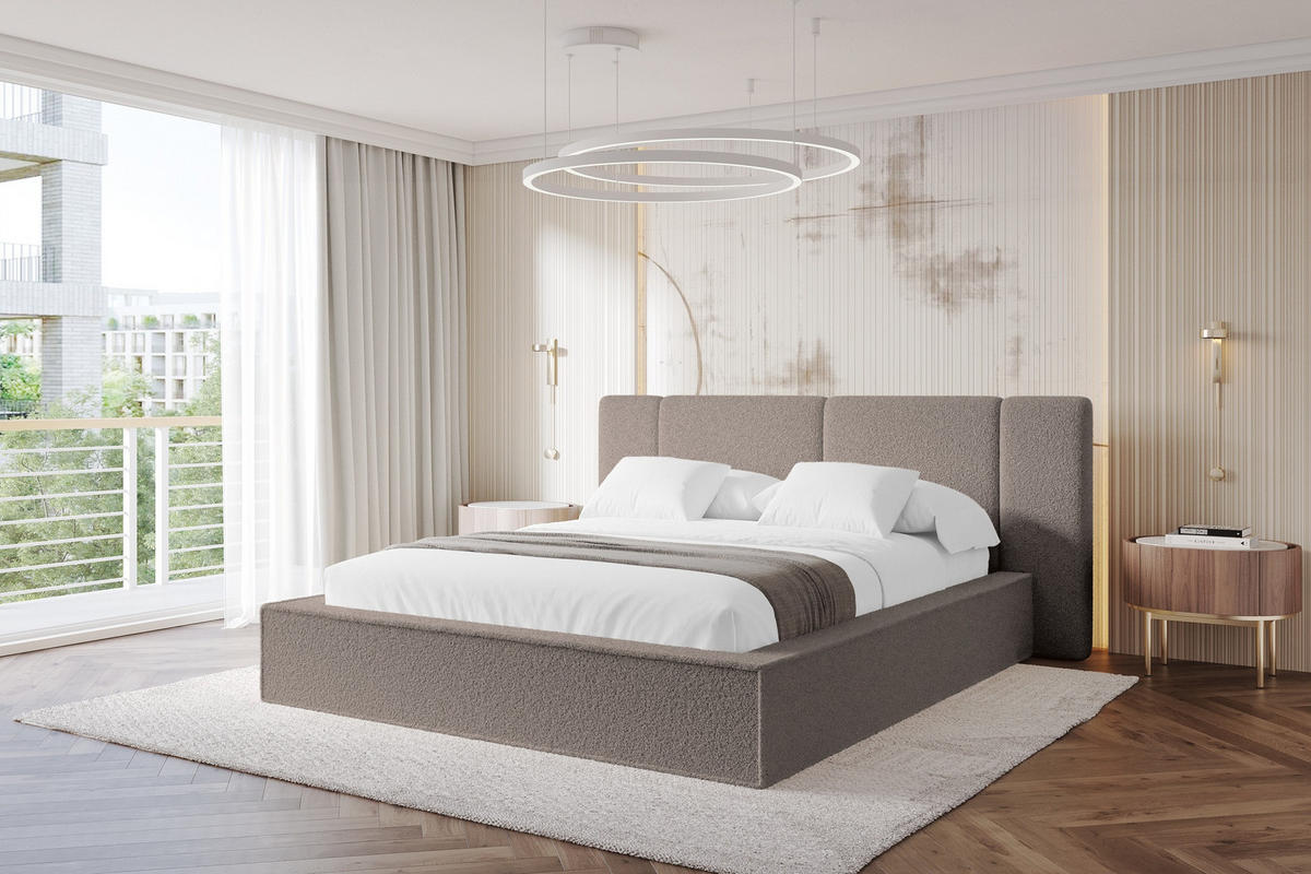 POLSTERBETT mit Bettkasten und Lattenrost, Bett mit Matratze H3/H4 - RIVO 120x200 Braun - Braun, Holzwerkstoff/Textil (120/200cm) - ALTDECOR