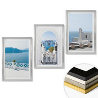 WANDBILDER 3er Set - 40x60 cm Silberner Rahmen - Gebäude am Weißen Meer, Griechenland - Silberfarben, Kunststoff (40/60cm) - ArtPrintCave