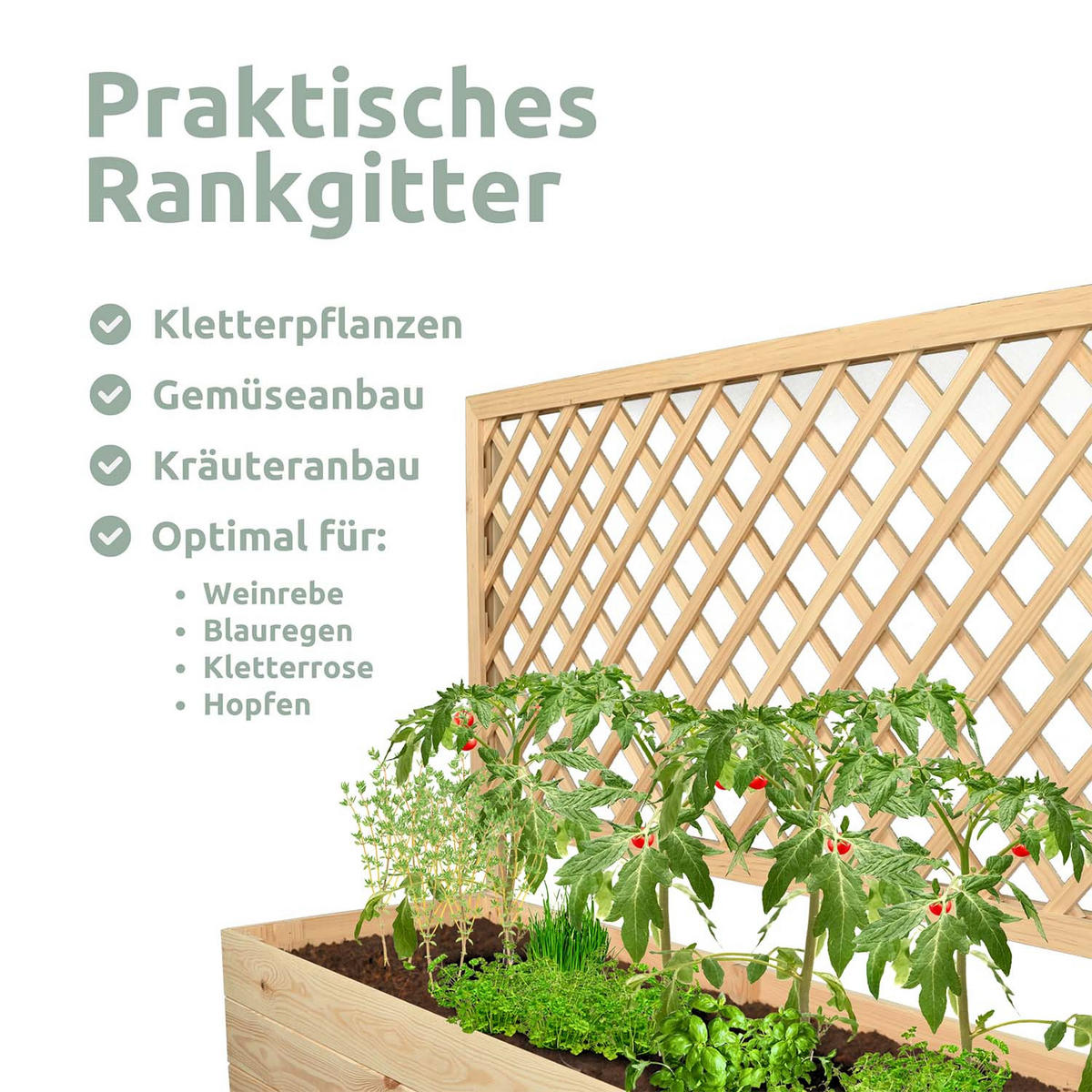 PFLANZKASTEN mit Rankgitter - Kiefer - 128 x 44 x 104cm - Naturfarben, Holz (128/104/44cm) - holz4home