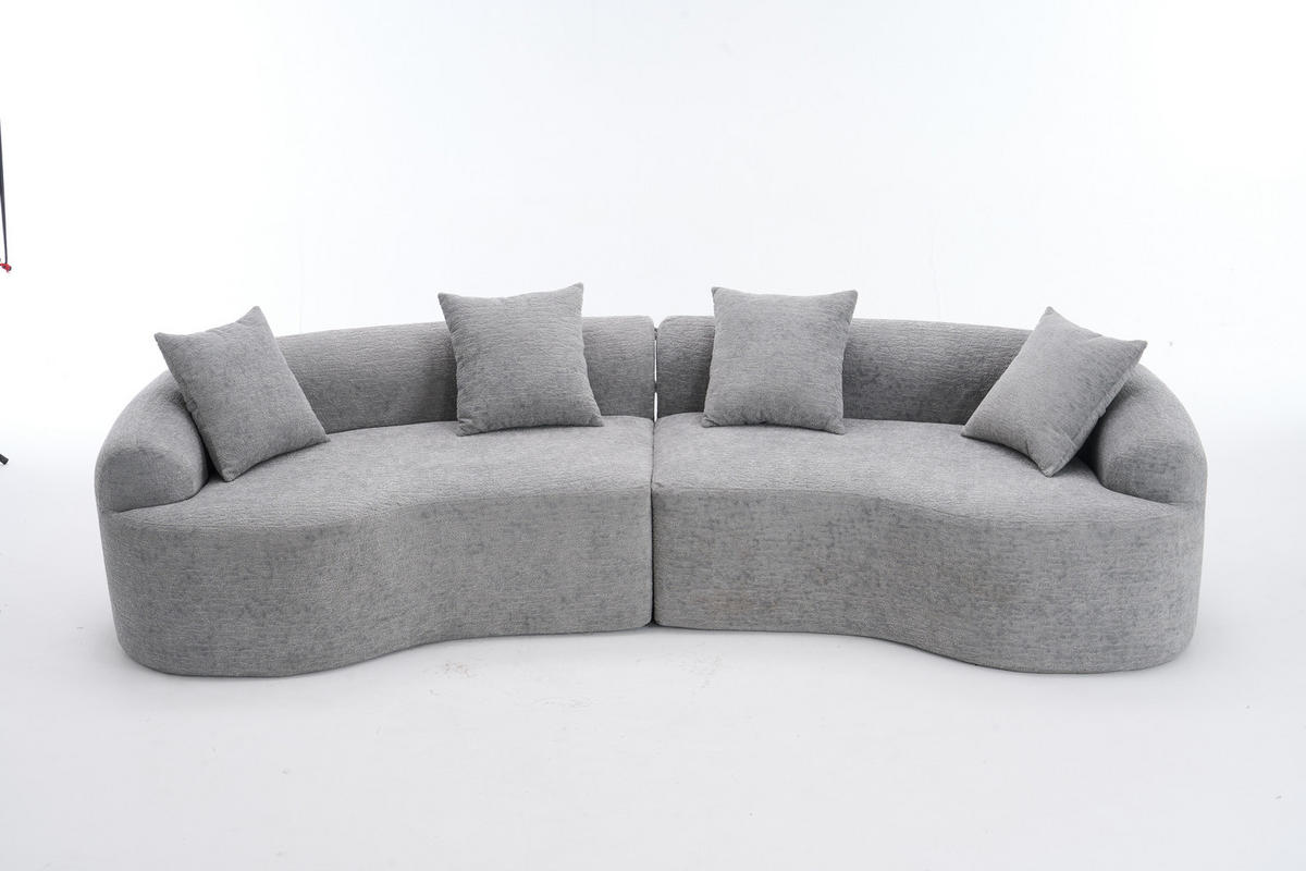 ECKSOFA 275/115/63 cm Grau Chenille - Grau, Textil (275/115cm) - Oxeza