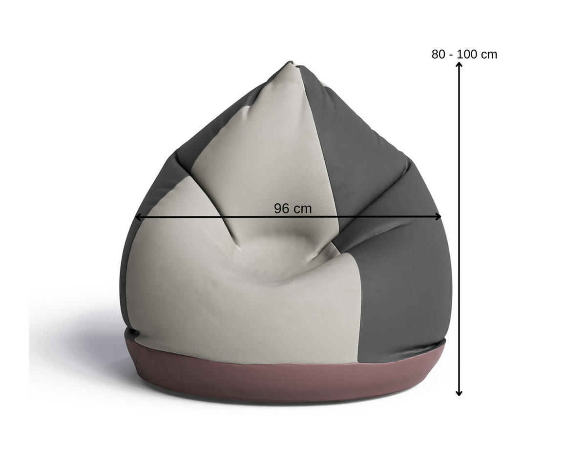 SITZSACK Circus - Weiß + Schwarz + Grau - Weiß, Kunststoff (96/100/96cm) - Möblo