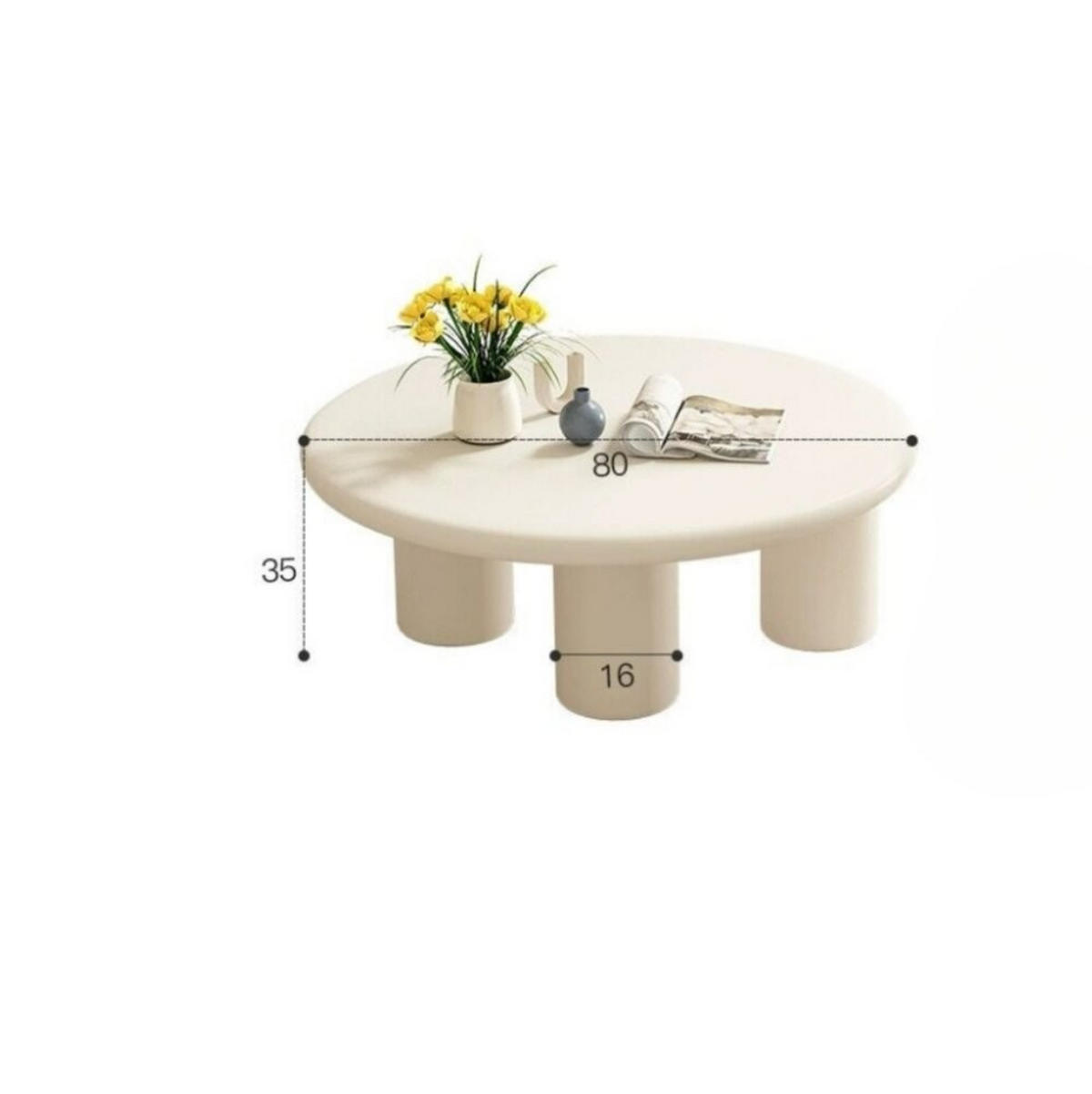 GARTENTISCH, Tischplattendurchmesser 80 cm, Höhe 35 cm - Weiß, Metall (80/80/35cm)