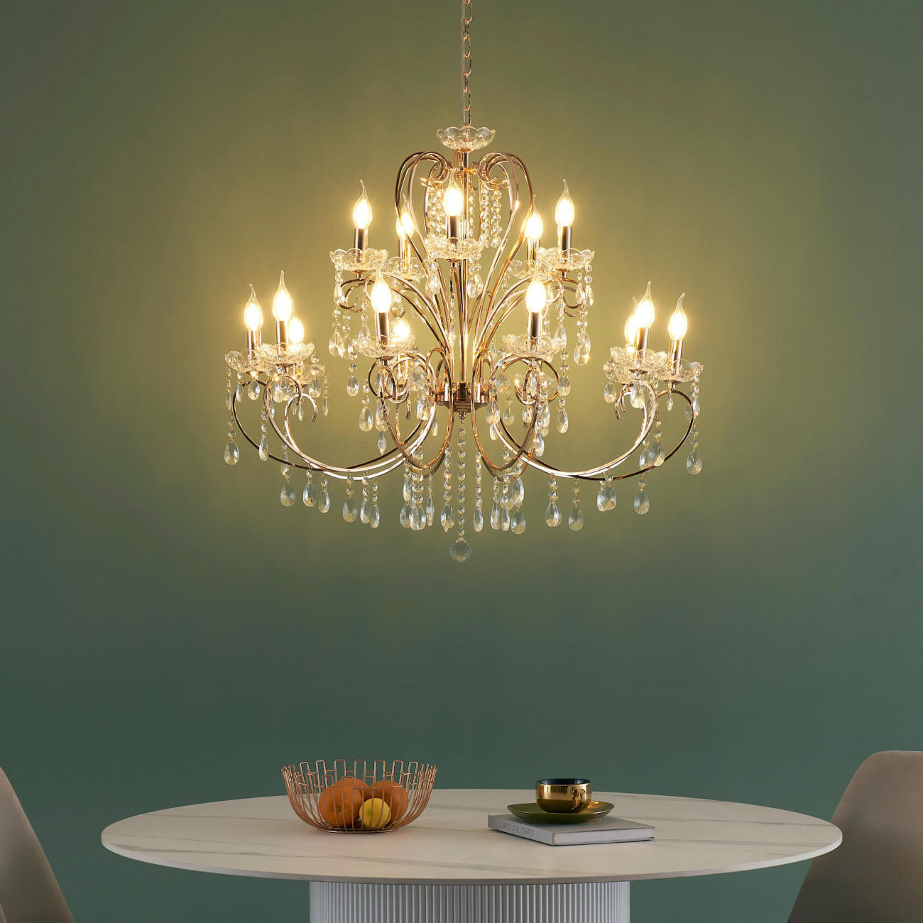 KRONLEUCHTER Pavia, Roségold, 90cm - Roségold, Glas (90/90/75cm) - KOSILUM