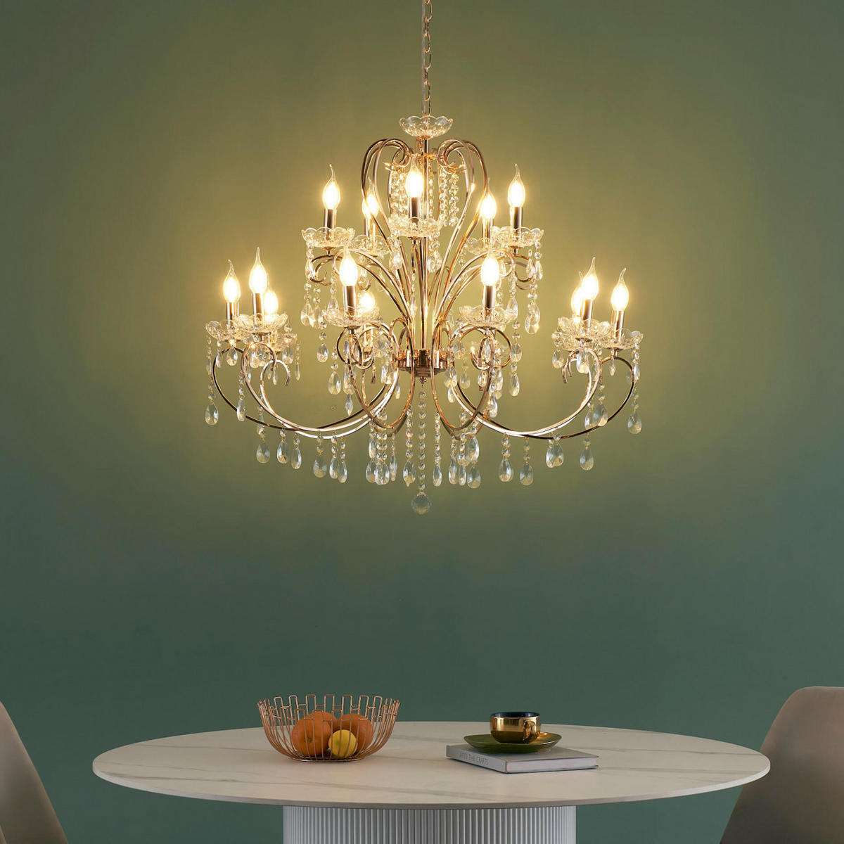 KRONLEUCHTER Pavia, Roségold, 90cm - Roségold, Glas (90/90/75cm) - KOSILUM