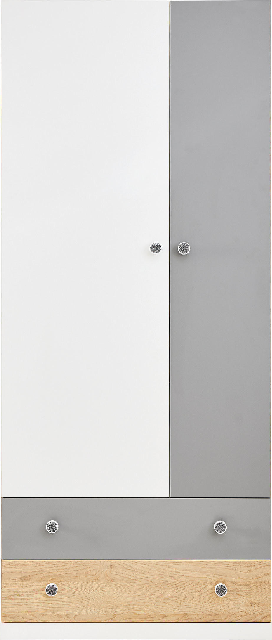 DREHTÜRENSCHRANK BRERA 80/190/50cm 2-türig Weiß - Weiß/Grau, Holzwerkstoff (80/190/50cm) - MASSENO