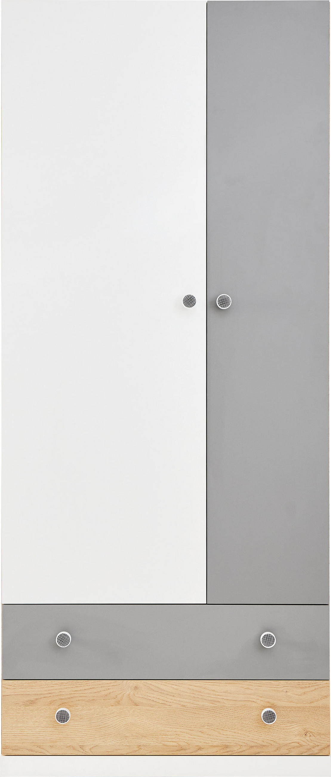 DREHTÜRENSCHRANK BRERA 80/190/50cm 2-türig Weiß - Weiß/Grau, Holzwerkstoff (80/190/50cm) - MASSENO