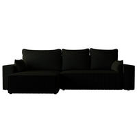 ECKSOFA Tobi mit Bettkasten und Schlaffunktion, L-Form/XL-Form, Cordstoff, Universal - Schwarz, Holzwerkstoff (276/145cm) - 4ALL HOME
