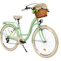 CITY-FAHRRAD Milord mit Weidenkorb, 28 Zoll, Mintze, 7-Gang - Creme/Grün, Metall (46cm) - Milordbikes
