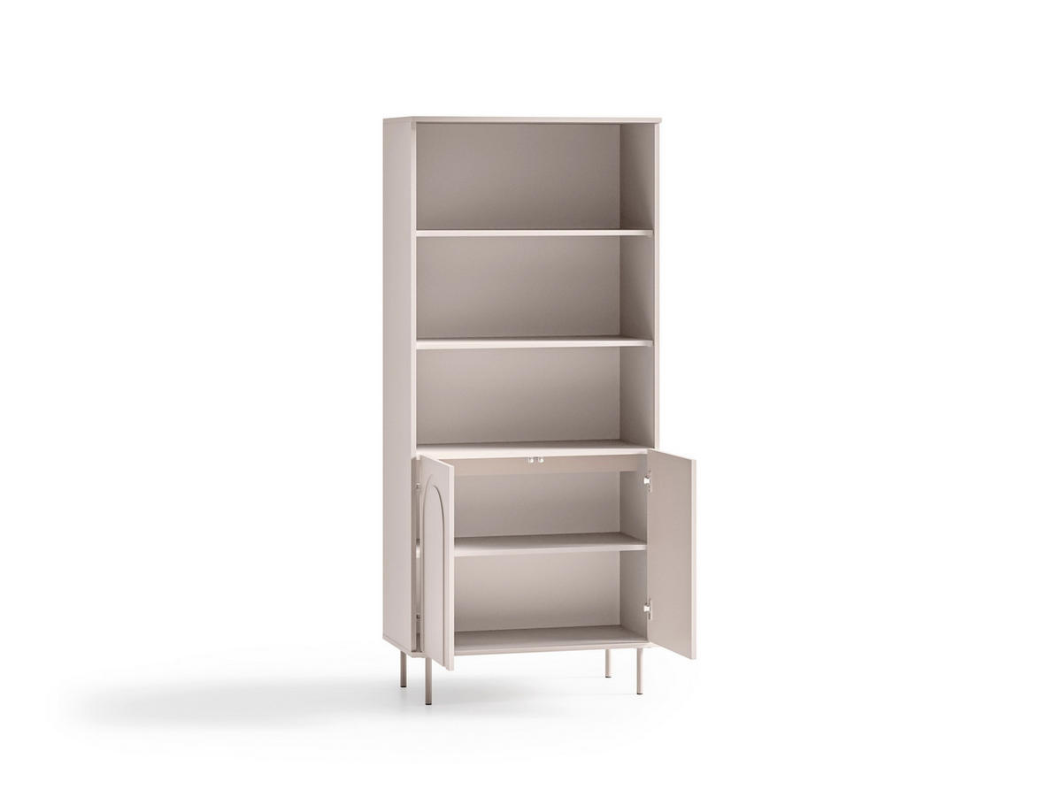 BÜCHERREGAL – ORVELLA 02 – Modernes mit Push-to-Open und offenem Stauraum - Kaschmir, Holzwerkstoff (80/180/40cm) - hi-markt
