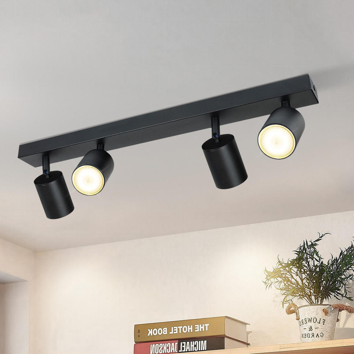 STRAHLER Apolda 4-flammig 53.5/5/14.4 cm - Schwarz, Metall (53.5/5/14.4cm) - Nettlife