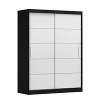SCHIEBETÜRENSCHRANK - Lara 06 - Schwarz + Weiß - Schwarz/Weiß, Holzwerkstoff/Metall (150/200/61cm) - Möblo