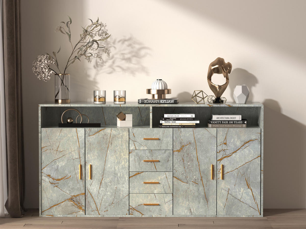 SIDEBOARD in 160/81/40cm - Grau, Holzwerkstoff/Metall (160/81/40cm) - HOMAVO