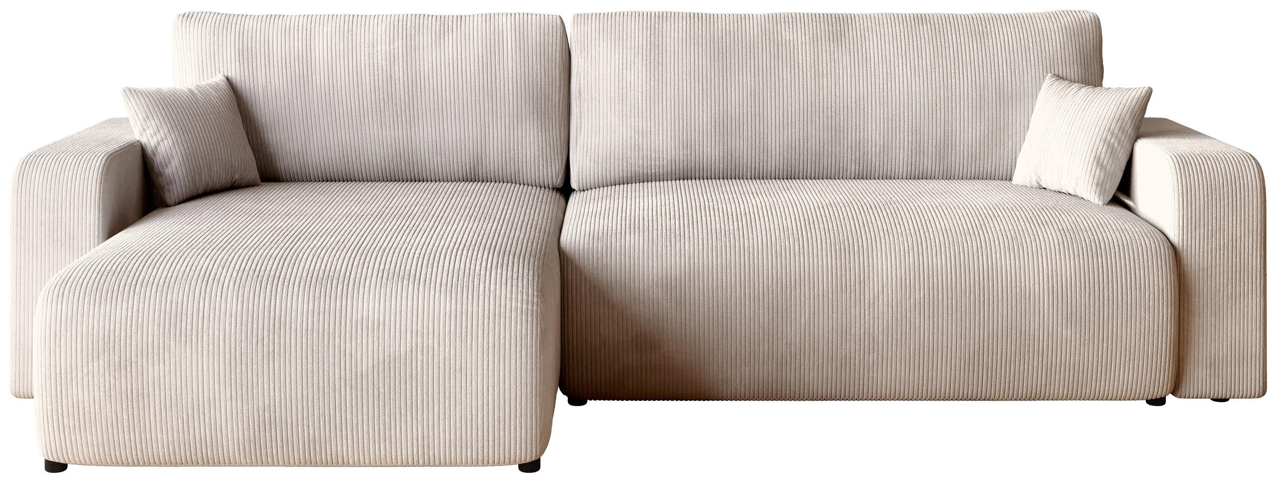 ECKSOFA PUMI XL mit Schlaffunktion Vanille Cord - Creme, Textil (274/148cm) - Bromarkt