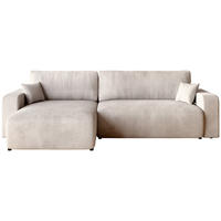 ECKSOFA PUMI XL mit Schlaffunktion Vanille Cord - Creme, Textil (274/148cm) - Bromarkt