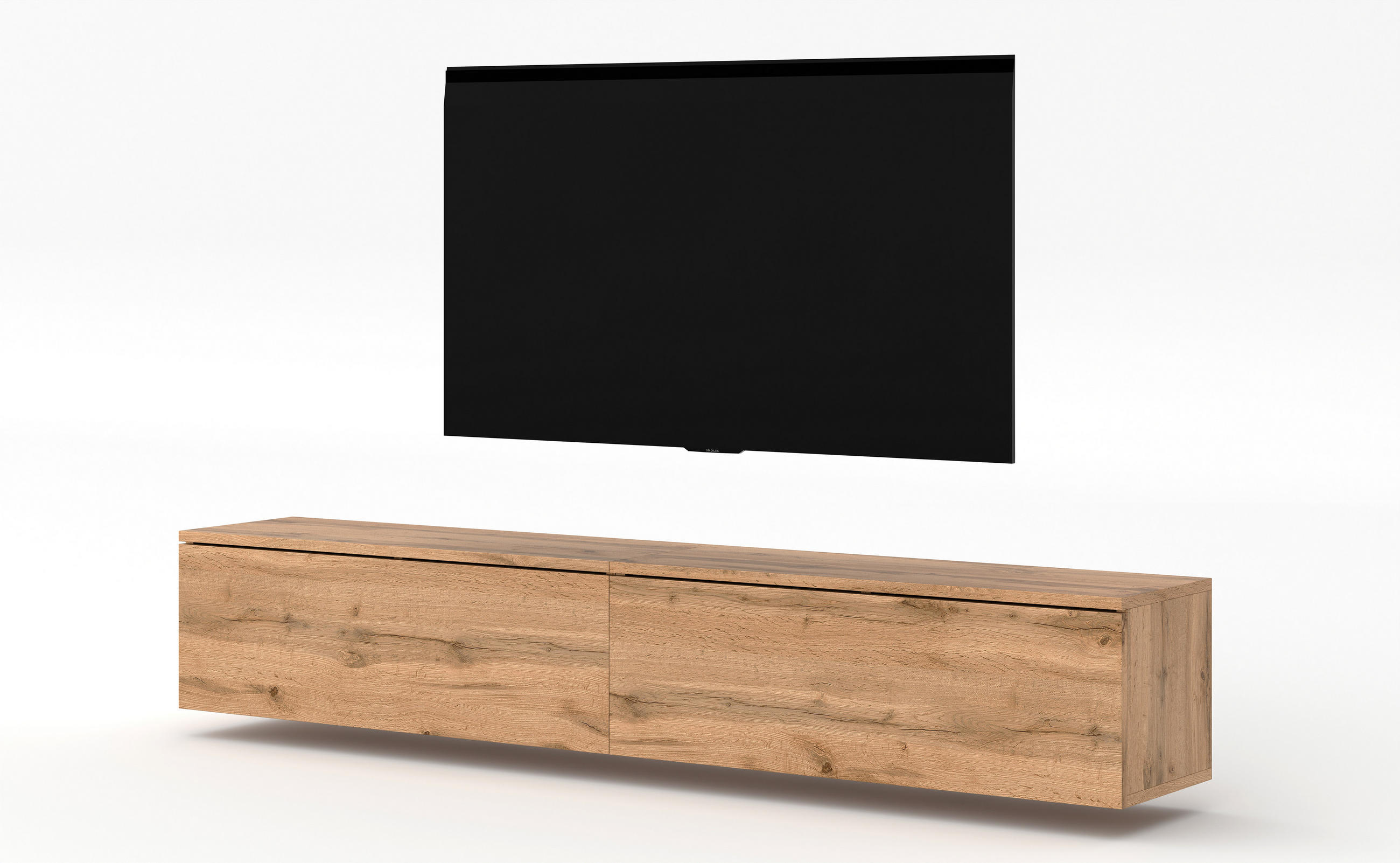 LOWBOARD Loriano 2x100 Eiche Wotan 200/34/32 cm – Designer Lowboard - Braun, Holzwerkstoff/Kunststoff (200/34/32cm) - AX Living