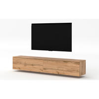 LOWBOARD Loriano 2x100 Eiche Wotan 200/34/32 cm – Designer Lowboard - Braun, Holzwerkstoff/Kunststoff (200/34/32cm) - AX Living
