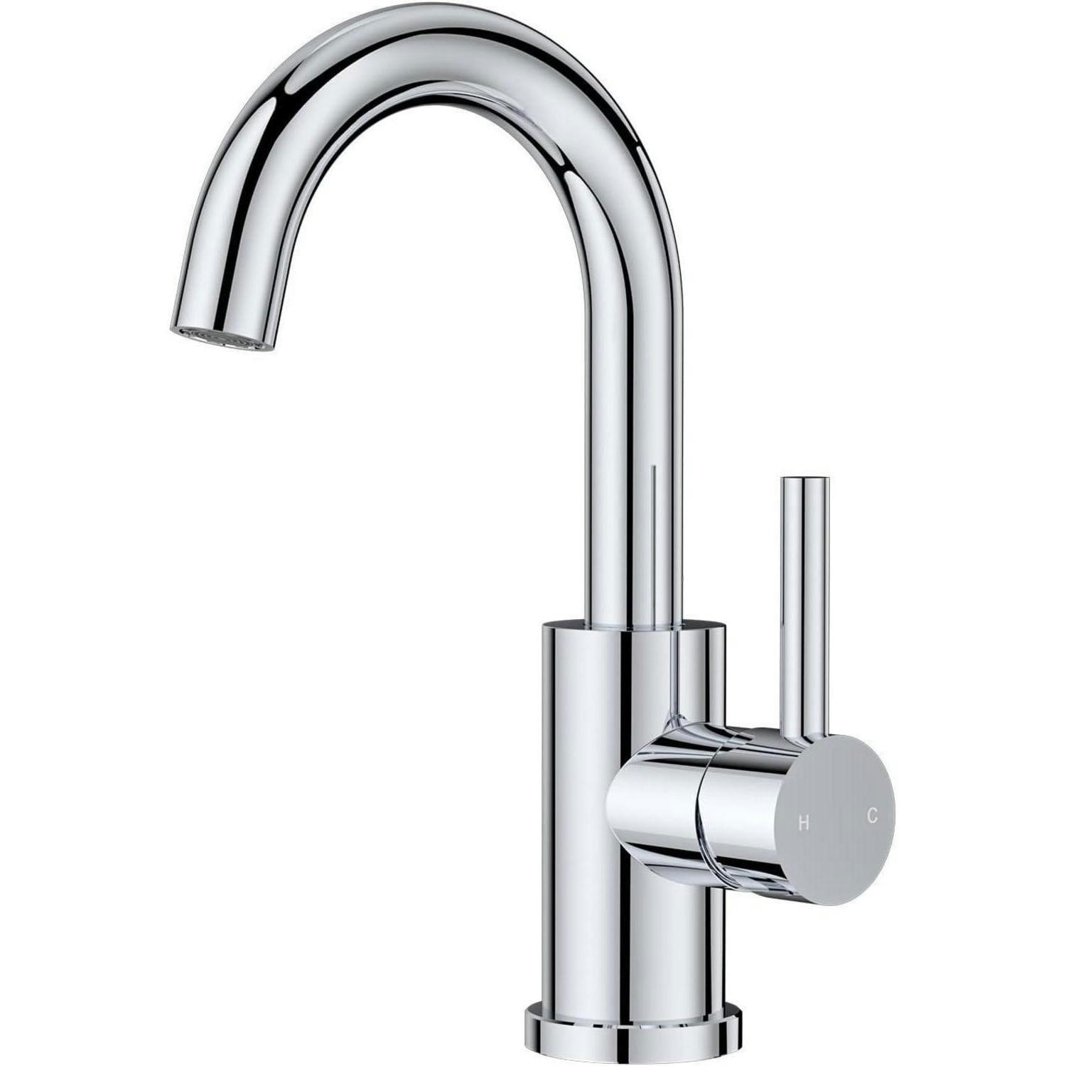 WASCHTISCHARMATUR Hoch 360° drehbar polierter Chrom - Silberfarben, Metall (6.9/12.7/25cm)