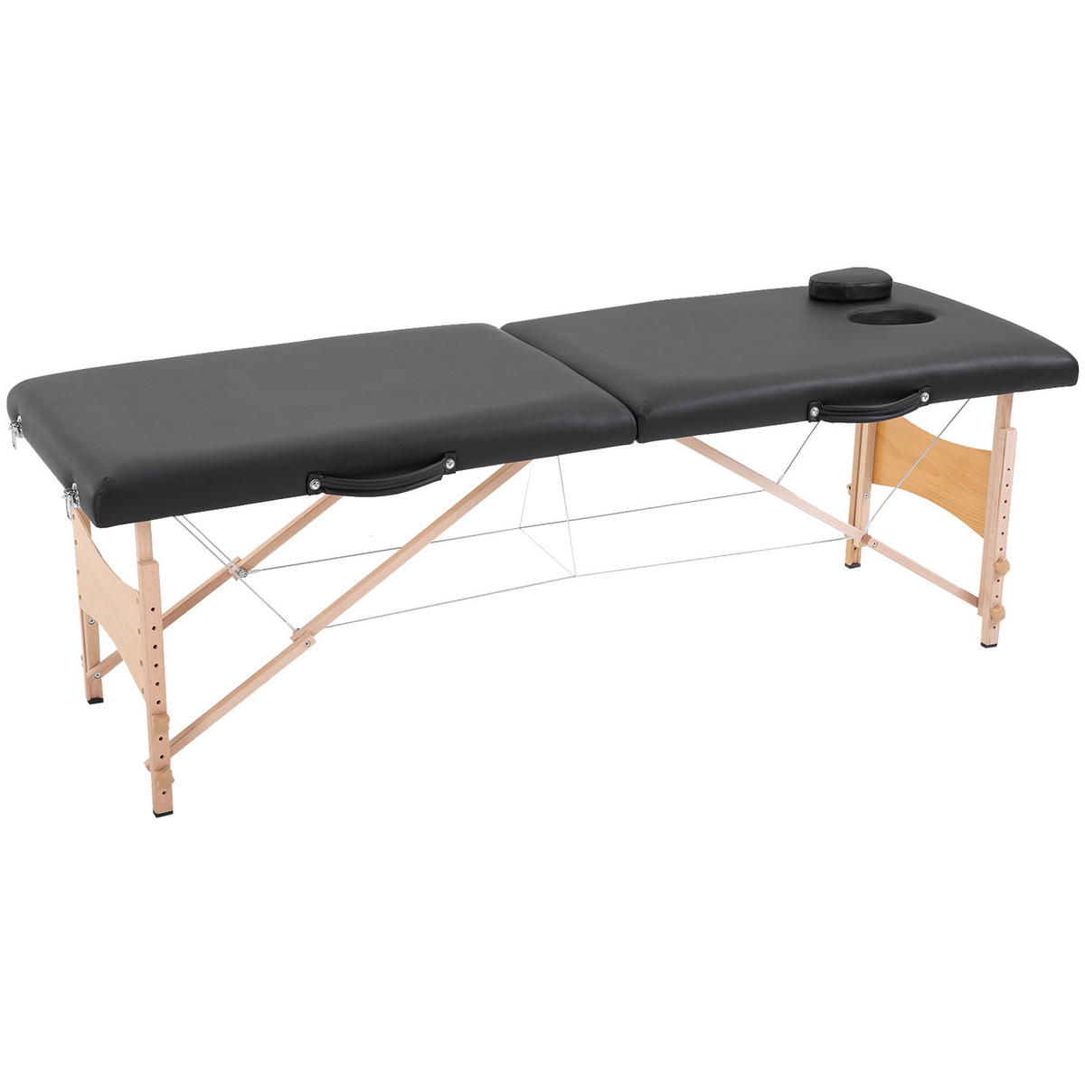 MASSAGELIEGE Mobiler Massagetisch Höhenverstellbar Kosmetik Bank Holz Schwarz - Schwarz, Kunststoff (60/58/186cm) - HOMCOM