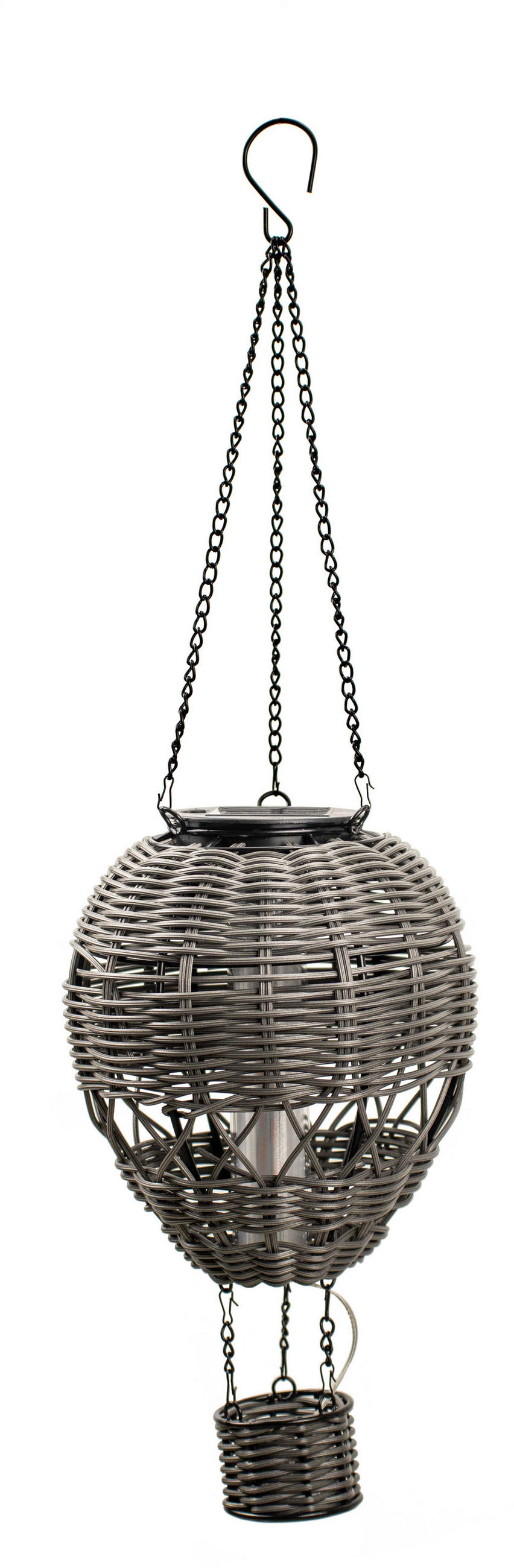 LED-SOLAR-LATERNE - Heißluftballon-Design mit Aufhängung für Garten und Balkon, grau, klein - Grau, Kunststoff (14/14/48cm) - Northpoint