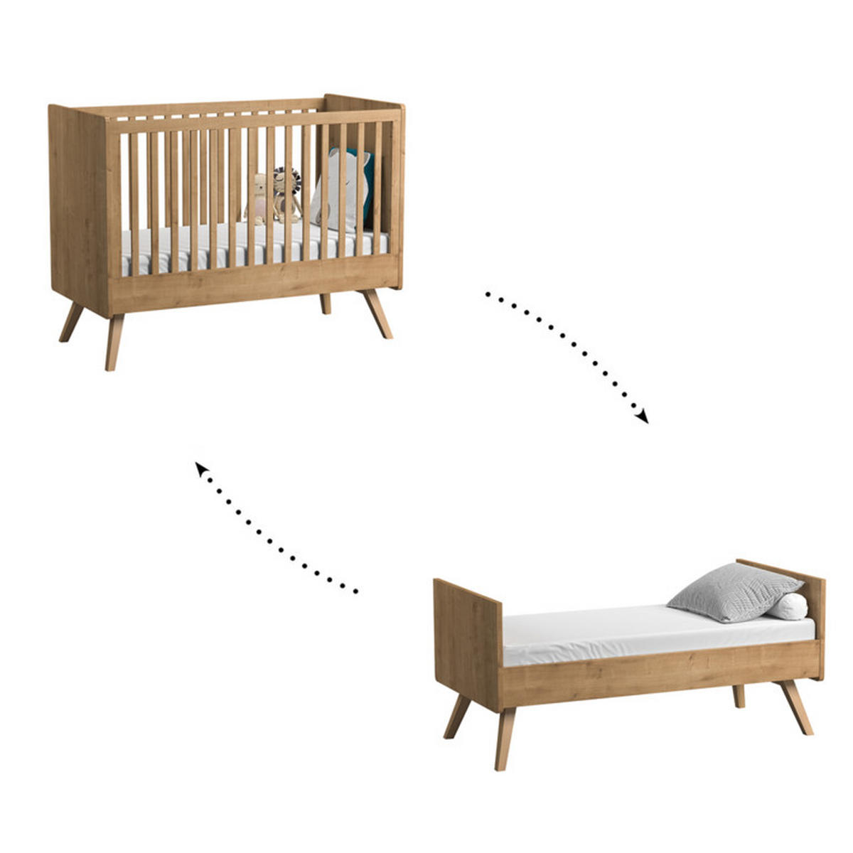BABYZIMMER 2-teilig Holz - Braun, Holzwerkstoff (145/103/75cm) - Petits-meubles