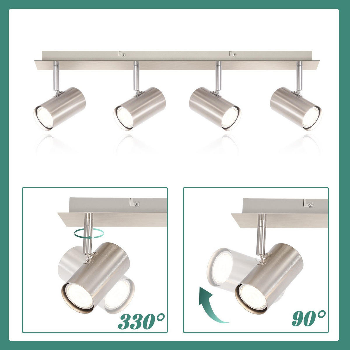 STRAHLER Ingrid 4-flammig 62/6/17 cm - Silberfarben, Metall (62/6/17cm) - Nettlife