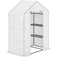 GEWÄCHSHAUS aus Kunststoff 143x74x190 cm in Weiß mit Rolltür & Fenster - Weiß, Kunststoff (74/190/143cm) - Modfu