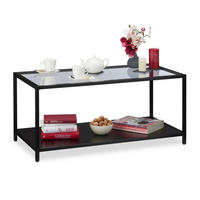 COUCHTISCH - Schwarz, Glas/Holzwerkstoff (50/100/45cm) - Relaxdays