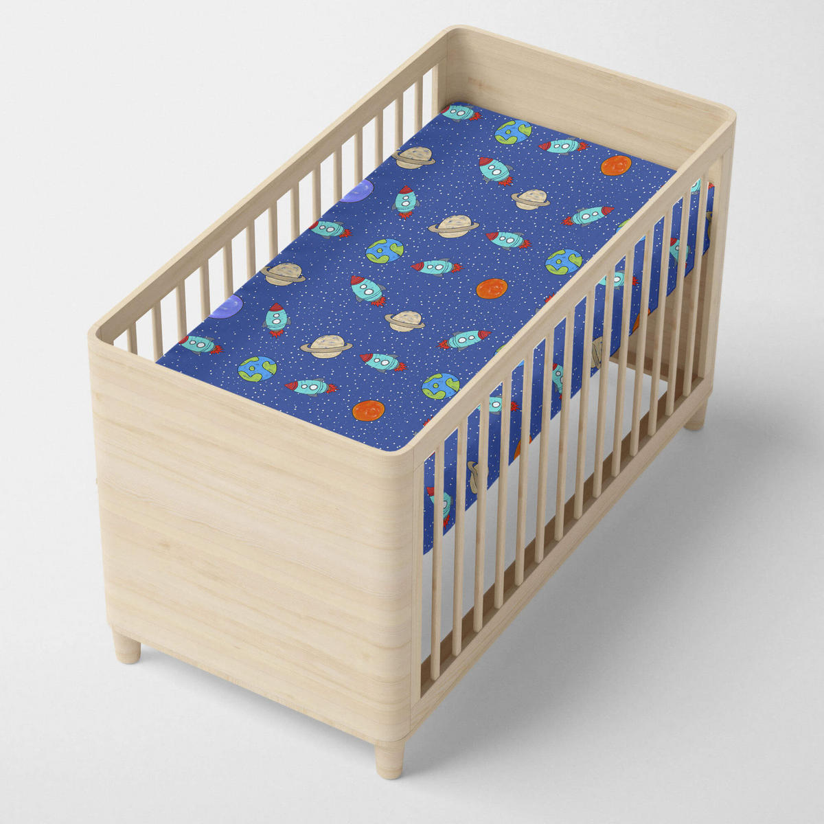 SPANNBETTTUCH space rocket 60x120x14 cm (kinderbett) mehrfarbig - Multicolor, Textil (60/120cm) - Happy Friday