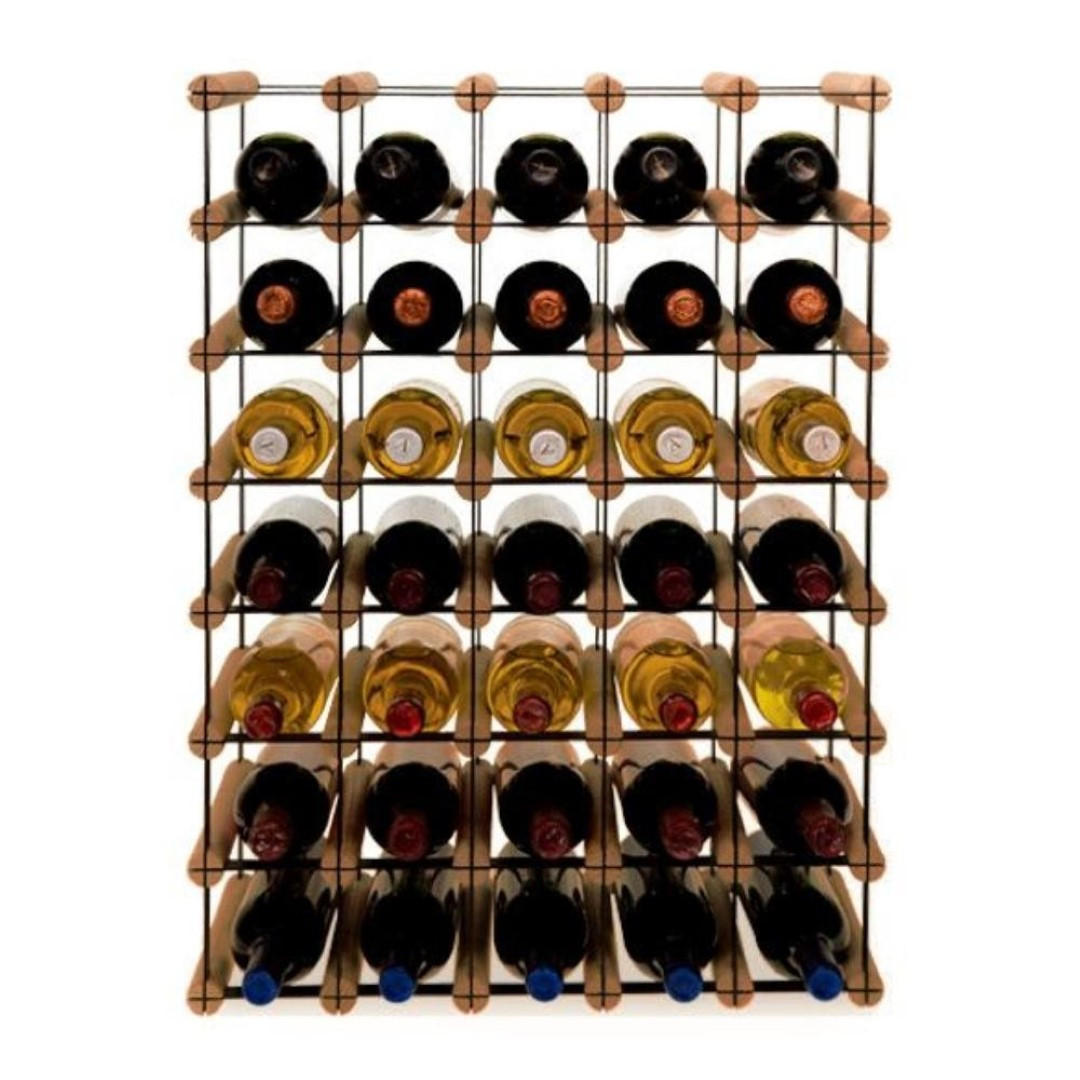 WEINREGAL Vinotega Mod Metal 72,5x52,5x24,5 cm 5x7 Flaschen Massives Kiefernholz Braun Geölt - Braun, Holz (52.5/72.5/24.5cm) - PROREGAL