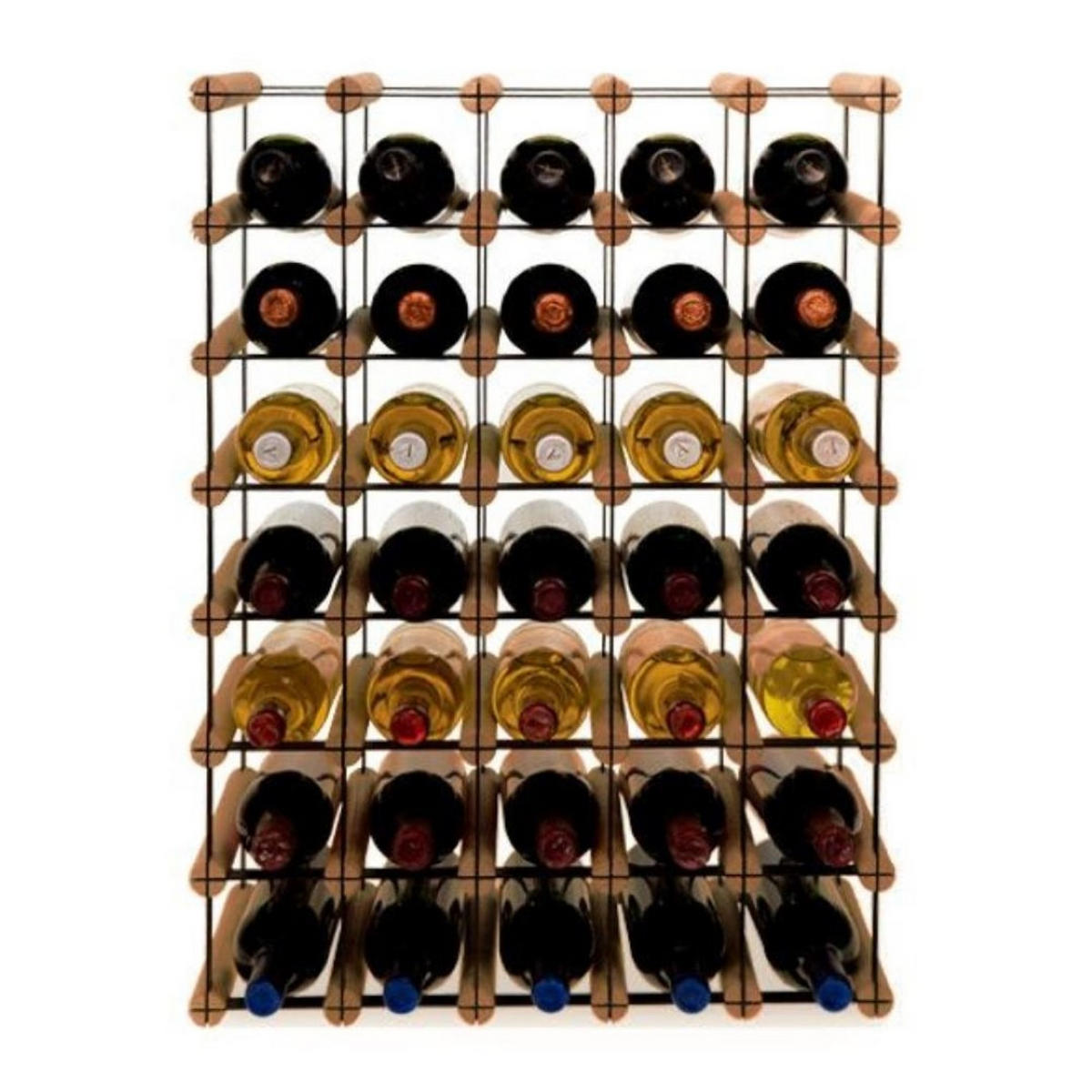 WEINREGAL Vinotega Mod Metal 72,5x52,5x24,5 cm 5x7 Flaschen Massives Kiefernholz Braun Geölt - Braun, Holz (52.5/72.5/24.5cm) - PROREGAL