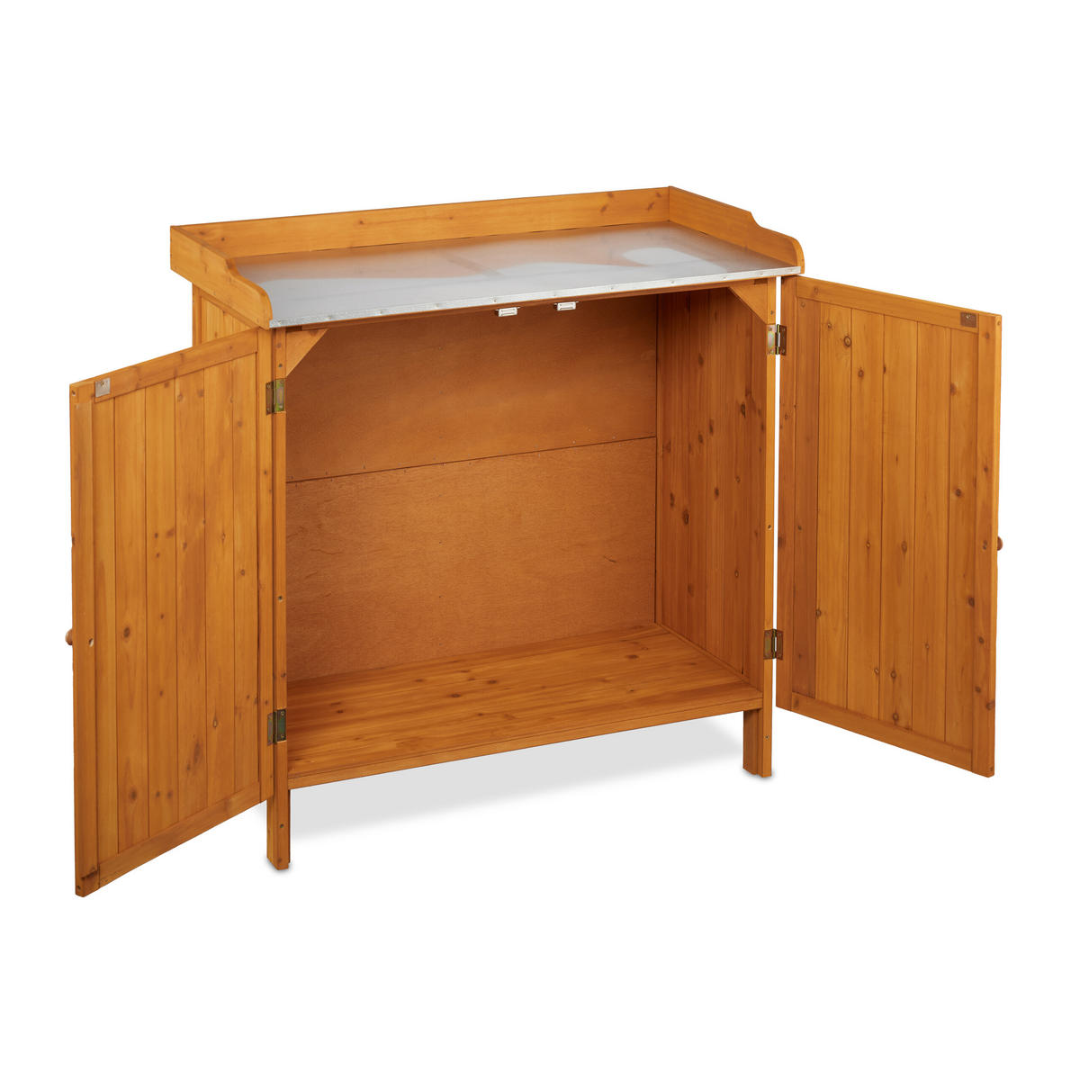 PFLANZTISCH - Orange, Holz/Metall (47/94/94cm) - Relaxdays