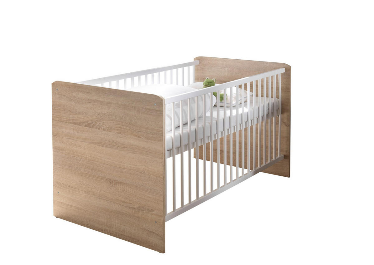 BABYZIMMER Wiki in Eiche Sonoma und Weiß 5 teilig - Braun, Holzwerkstoff (120/200/80cm)