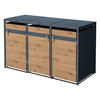 MÜLLTONNENBOX 3er Anthrazit-Eichenoptik - Braun, Metall (80/116.3/200cm) - ML-DESIGN